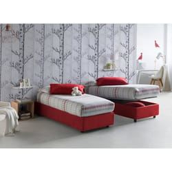 Lit coffre DMORA - Rouge - 90x190 cm - A monter soi-même - Avec tiroirs - Contemporain - Design