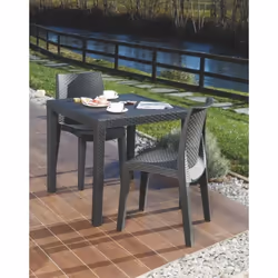 TABLE D'EXTÉRIEUR AGRIGENTO - Table fixe effet rotin, 100% Made in Italy, Cm 80x80h72, Anthracite. STRUCTURE ET UTILISATION - ...