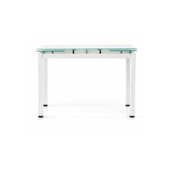Table extensible, avec structure en métal blanc et étagère en verre, 110x70x76, avec emballage renforcé - Dmora