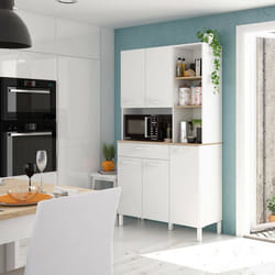 Dmora - Grande armoire polyvalente Laredo 108x40h186 cm Blanc Chêne Panneau effet bois