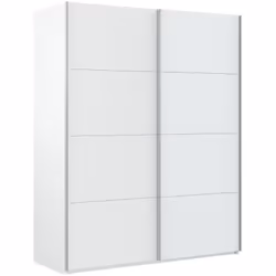 GARDE-ROBE 2 PORTES - Armoire de chambre, Armoire avec tringle à vêtements et 2 étagères, 150x60h200 cm, Blanc brillant. STRU ...
