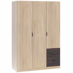 VESTIAIRE ALLENTOWN - Armoire de chambre à 3 portes et 3 tiroirs, Armoire avec barre à vêtements et 3 étagères, cm 121x52h180 ...