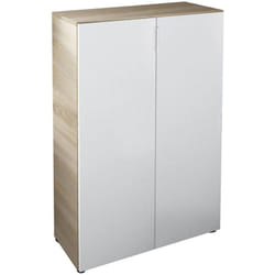 Dmora - Armoire à usages multiples Olathe, Armoire auxiliaire à 2 portes, Armoire à chaussures basse avec 6 étagères, Range-chaussures bas, cm