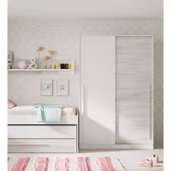 VESTIAIRE DOWNEY - Armoire de chambre à 2 portes coulissantes, Armoire avec barre à vêtements et 3 étagères, cm 120x50h200, B ...