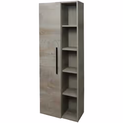 ARMOIRE À COLONNES - armoire de salle de bain 1 porte, armoire murale suspendue avec 5 étagères, 51x25h135 cm, chêne. STRUCTU ...