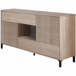 BUFFET - Buffet moderne avec 2 portes, Buffet de salon, Meuble TV, Buffet avec pieds pour salon, 151x41h80 cm, Chène. STRUCTU ...