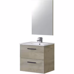 MEUBLE SOUS-VASQUE FONTANA - meuble de salle de bain 2 tiroirs, Armoire suspendue avec miroir, évier non inclus, cm 60x45h57, ...