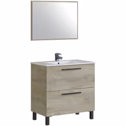 ARMOIRE SOUS-VASQUE YONKERS - meuble de salle de bain 2 tiroirs, Armoire suspendue avec miroir, évier non inclus, cm 80x45h80 ...
