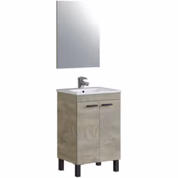 ARMOIRE SOUS-VASQUE NAPERVILLE - Armoire de toilette, Armoire 2 portes avec miroir, évier non inclus, cm 50x40h80, Chêne. STR ...