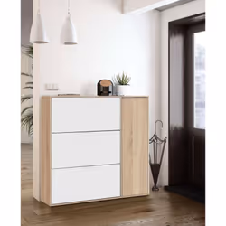 MEUBLE À CHAUSSURES PROVO - Meuble à chaussures avec 4 portes, Meuble bas polyvalent avec 5 étagères, Range-chaussures modern ...