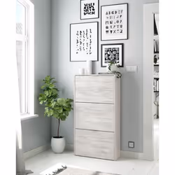 Meuble à chaussures à trois rabats - DMORA - Blanc - 18 Paires - 60 x 113 x 22 cm