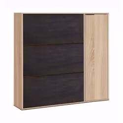 ÉTAGÈRE À CHAUSSURES - Meuble à chaussures avec 4 portes, Meuble bas polyvalent avec 5 ètagères, E'tagère à chaussures modern ...