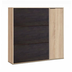 Dmora - Meuble à chaussures Provo, Meuble à chaussures avec 4 portes, Meuble bas polyvalent avec 5 étagères, Range-chaussures moderne, cm 106x22h115,