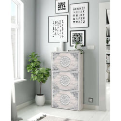 Dmora - Meuble à chaussures Escondido, Meuble à chaussures avec 3 portes battantes, Armoire à double capacité pouvant contenir jusqu'à 18 paires de