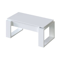 Table basse Flint, Table basse avec plateau relevable, Table basse pour le salon, cm 105x55h45/56, Blanc, avec emballage renforcé - Dmora
