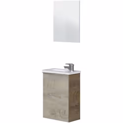 ARMOIRE SOUS-VASQUE PEORIA - Meuble de salle de bain suspendu, Armoire avec 1 porte avec miroir et lavabo, cm 40x22h58, Chêne ...