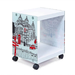Dmora - Table de chevet Freiburg 38x335h46 cm blanche Bois