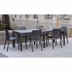 Description générale Table d'extérieur Roma - Table de jardin extensible avec finition effet rotin, 100% Made in Italy, dimen ...