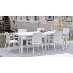 Dmora - Table d'extérieur Roma, Table à manger rectangulaire extensible, Table de jardin extensible effet rotin, 100% Made in Italy, Cm 150x90h72,