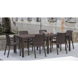 Dmora - Table d'extérieur Roma, Table à manger rectangulaire extensible, Table de jardin extensible effet rotin, 100% Made in Italy, Cm 150x90h72,