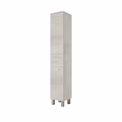 Armoire colonne polyvalente avec une porte et un compartiment ouvert, entièrement de couleur chêne avec façades effet marbre. ...