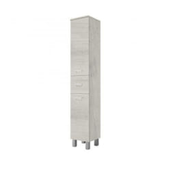 Dmora - Colonne polyvalente avec une porte et deux tiroirs à ouverture réversible, Made in Italy, 35 x 34 x 195 cm, couleur chêne blanc, avec