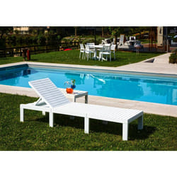 Bains de soleil Caserta, Transat de jardin réglable, Lit d'extérieur, 100% Made in Italy, Cm 195x65h78, Blanc, avec emballage renforcé - Dmora