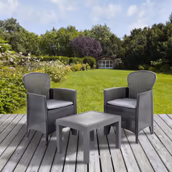 SET SALON D’EXTÉRIEUR FOGGIA - Salon effet rotin avec coussins, 100% Made in Italy, Anthracite. STRUCTURE ET UTILISATION - Ar ...