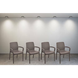 Chaise d'extérieur Viterbo, Chaise de jardin, Chaise pour table à manger, Fauteuil d'extérieur effet rotin, 100% Made in Italy, Lot de 4, Cm