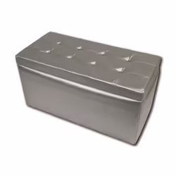 Dmora Pouf de rangement en simili cuir couleur argent Dimensions 90 x 45 x 45 cm