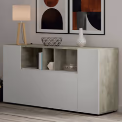 BUFFET HAUT PATERSON - Buffet moderne à 3 portes, Buffet de salon à compartiments, Buffet de salon, Meuble TV, cm 150x41h76,  ...