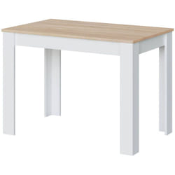Dmora - Table fixe Lowell, Table de salle à manger, Table console moderne pour salon ou cuisine, cm 109x67x78, Blanc et Chêne, avec emballage renforcé