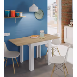 TABLE EXTENSIBLE NEWARK - Table à manger pliante avec ouverture de livre, Table auxiliaire pliable, cm 67x67/135h79, Blanc et ...