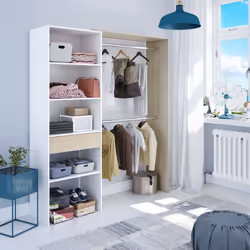 Description générale VESTIAIRE MIRAMAR - Structure pour dressing, armoire ouverte sans portes, dimensions : 158 cm de longueu ...