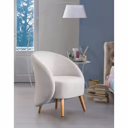 Dmora - Fauteuil Annarella 70x60h80 cm Gris Panneau effet bois Polyester et Mousse de polyuréthane