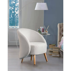Dmora - Fauteuil Annarella 70x60h80 cm Gris Panneau effet bois Polyester et Mousse de polyuréthane