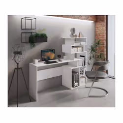 SCARPIERA - Bureau avec bibliothèque sur le côté droit développé en hauteur : bibliothèque au design géométrique construit en ...