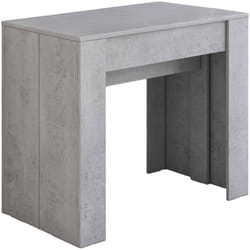 Table à manger moderne, Console extensible jusqu'à 10 places, Dimensions 90 x 51 x 77 cm (jusqu'à 237 avec rallonges), Gris - Couleur béton, avec