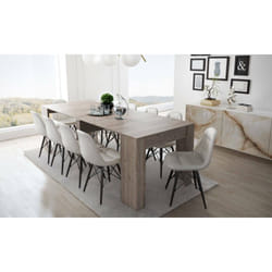 Table à manger moderne, Console extensible jusqu'à 10 places, Dimensions 90 x 51 x 77 cm (jusqu'à 237 avec rallonges), Couleur Marron - Chêne, avec