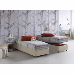 Lit simple Sophia - DMORA - Avec conteneur en tissu - Ouverture frontale - Matelas inclus