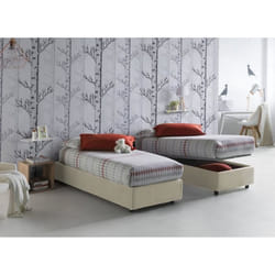 Lit simple Sophia - DMORA - Avec conteneur en tissu - Ouverture frontale - Matelas inclus