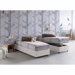 Lit simple Sophia - DMORA - Avec conteneur en tissu - Ouverture frontale - Matelas inclus