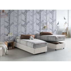 Lit simple Sophia - DMORA - Avec conteneur en tissu - Ouverture frontale - Matelas inclus