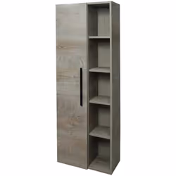 ARMOIRE À COLONNES - armoire de salle de bain 1 porte, armoire murale suspendue avec 5 étagères, 51x25h135 cm, chêne. STRUCTU ...