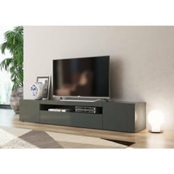 Meuble tv de salon, Made in Italy, Meuble tv avec 3 portes et étagères, cm 200x40h37, couleur anthracite brillant, avec emballage renforcé - Dmora