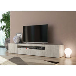 Meuble tv de salon, Made in Italy, Meuble tv avec 3 portes et étagères, cm 200x40h37, Couleur ciment, avec emballage renforcé - Dmora