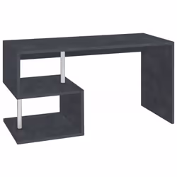 BUREAU DESIGN : Bureau de style moderne avec étagères ouvertes structurées selon un motif en zigzag - Entièrement en gris cen ...