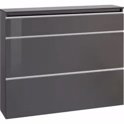 MODERN SHOE RACK: Meuble à chaussures moderne avec trois portes à rabat, la structure est de couleur anthracite brillant et p ...