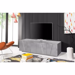 Dmora Meuble TV de salon Made in Italy Meuble TV avec 4 portes avec détail 162x44h46 cm Couleur gris ciment