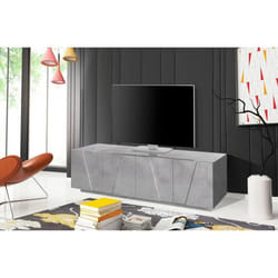 Dmora Meuble TV de salon Made in Italy Meuble TV avec 4 portes avec détail 162x44h46 cm Couleur gris ciment